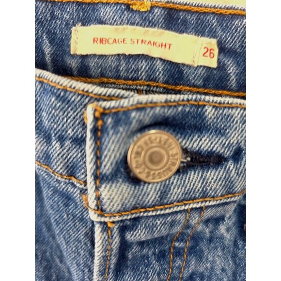 LEvi Premium Jean Women Sz 26 Ribcage Straight Ankle High Rise Reissue Capital E - Picture 7 of 10